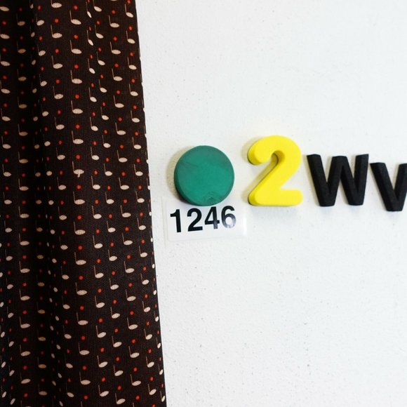 VINTAGE A Line Midi Skirt Womens M‎ Brown Swing Orange Pin Dots Boho Fall 70s - Picture 7 of 7